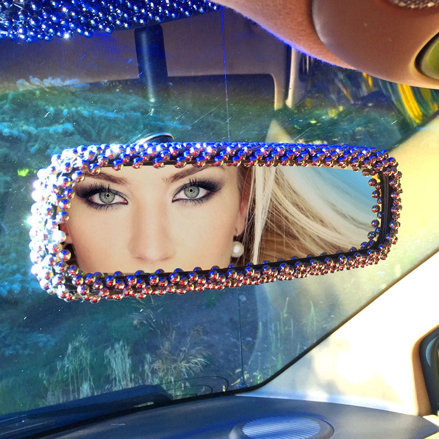 Bling Chrome Faceted Rear View Mirror Cover